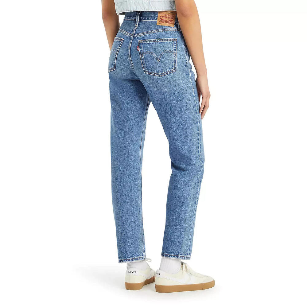 NWT Levis Premium 501 PATCH Straight Jeans 24x30 Womens Button Fly Distress $79 - Picture 2 of 9